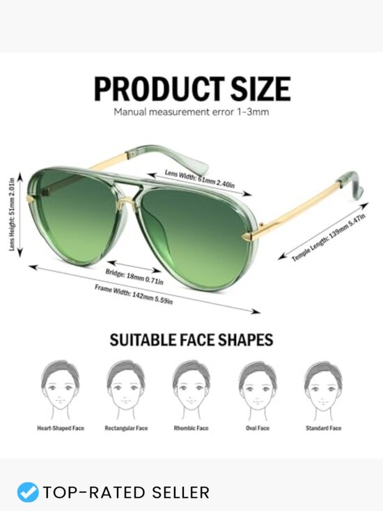 Oversized Double Bridge Aviator Sunglasses Retro Y2K Square Flat Top Driving main image 5